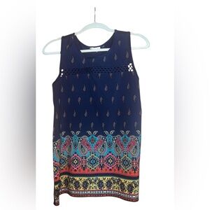 Carol Rose Navy Paisley Tank Top